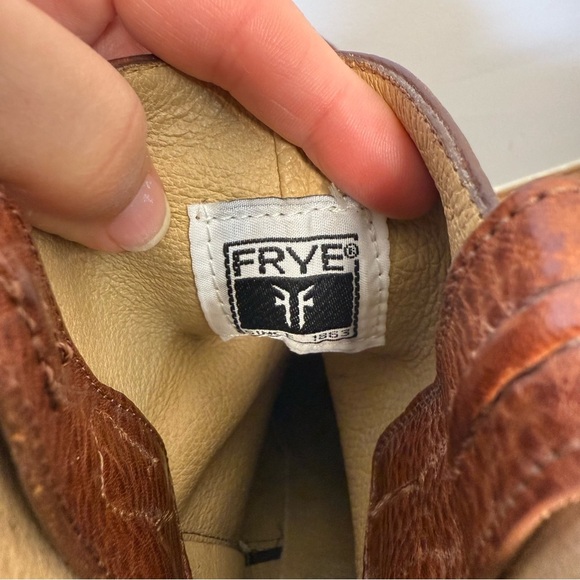 Frye Jane Trapunto Heeled Short Bootie Boots Saddle Brown Leather Size 5.5 - Picture 9 of 11